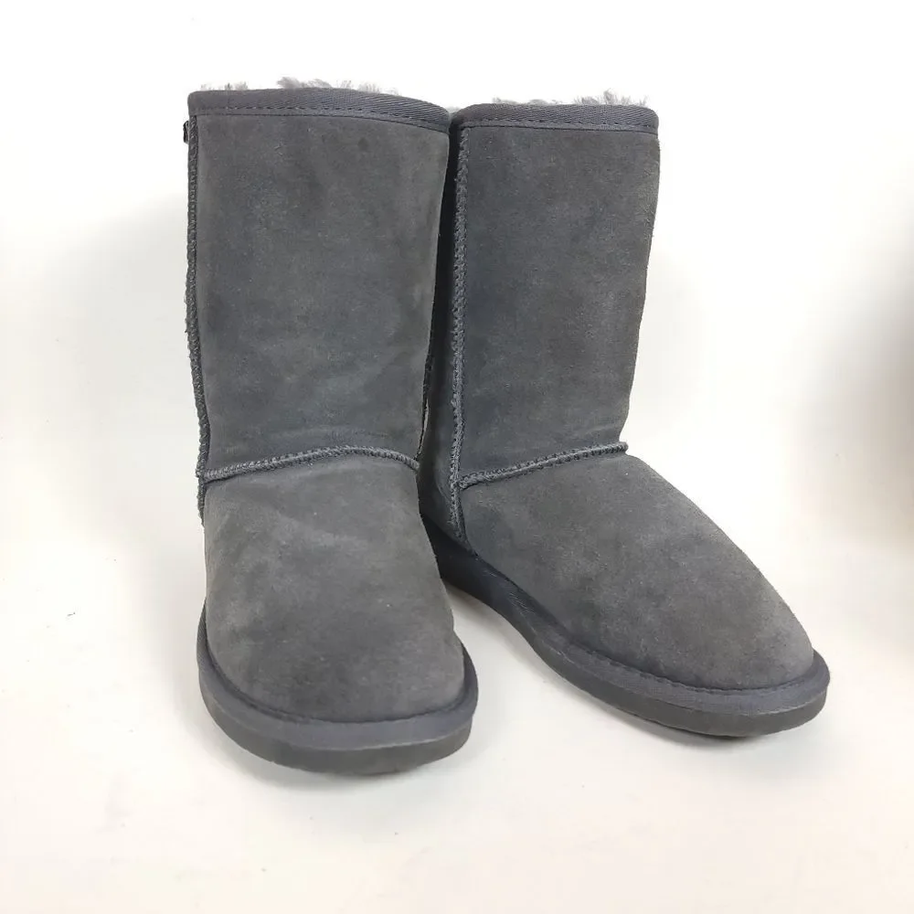 Minnetonka Women’s Olympia Boots Gray Suede Sheepskin Wool Lined Winter Size 7